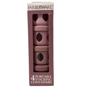 Farberware 4 Snack Stacking Containers and Lids 4oz Each Round Pink New